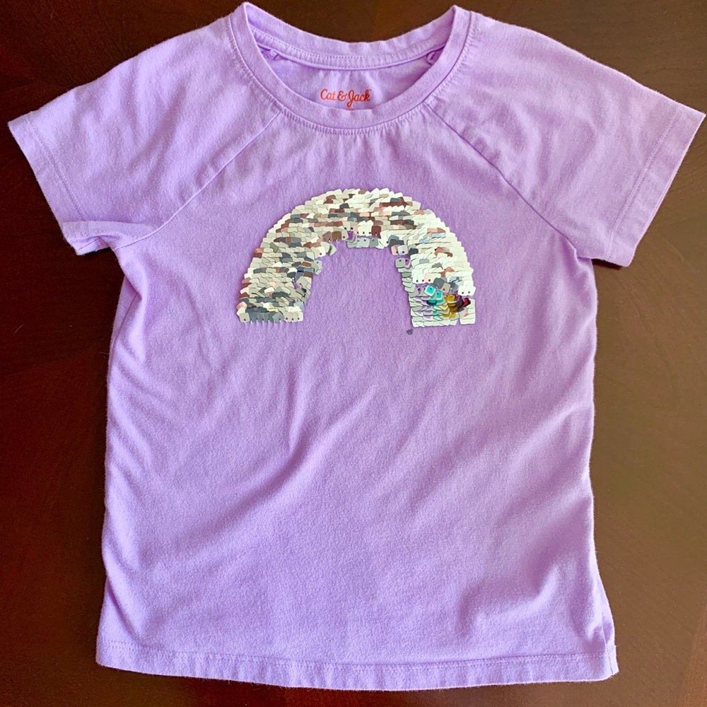 Cat & Jack Purple Rainbow Sequin Shirt Sz6/6x